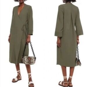 Ganni Olive Green Midi Dress